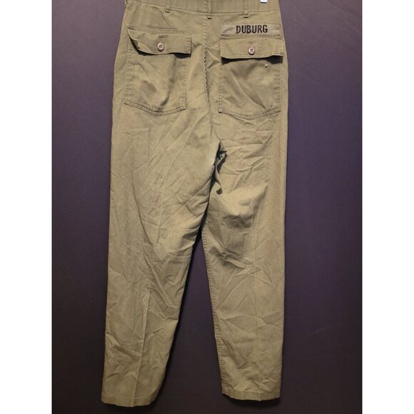 Vintage Green Utility Trouser US Navy Uniform Pants 32x33 Name Tape Worn Spots - Picture 7 of 8